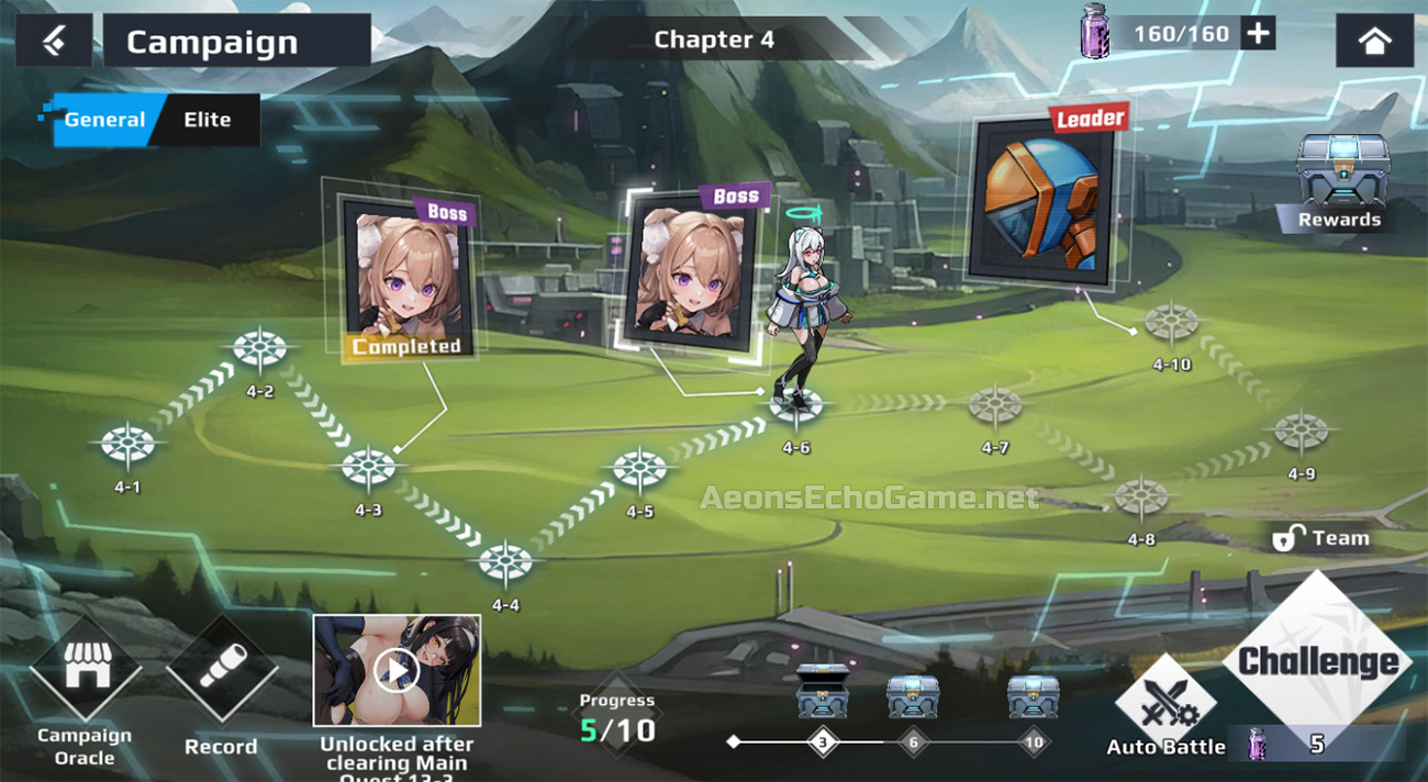 Campaign selection menu in Aeons Echo