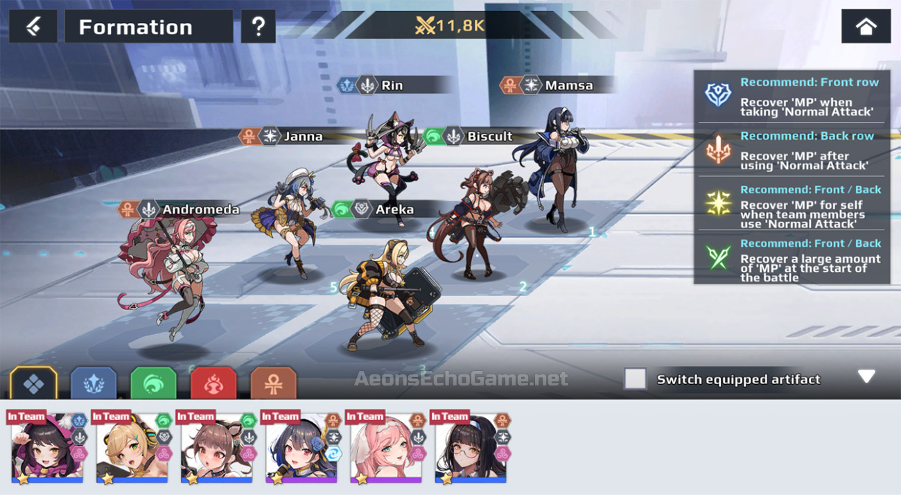 Building the team of goddesses and aeons for combat