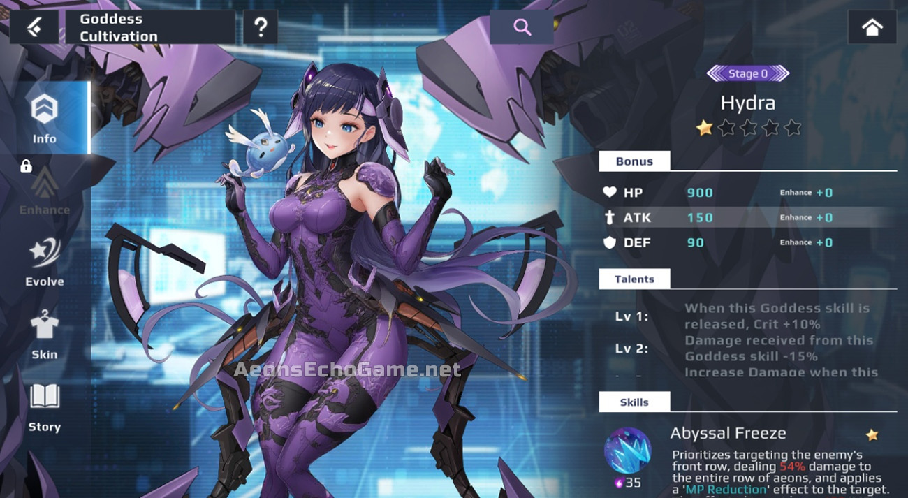 Goddess character in Aeons Echo game